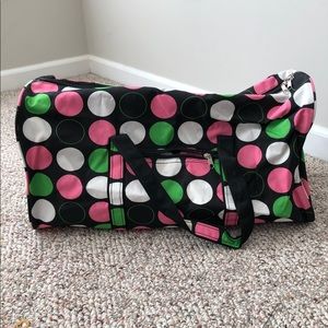 SOLD Polka dot duffel bag